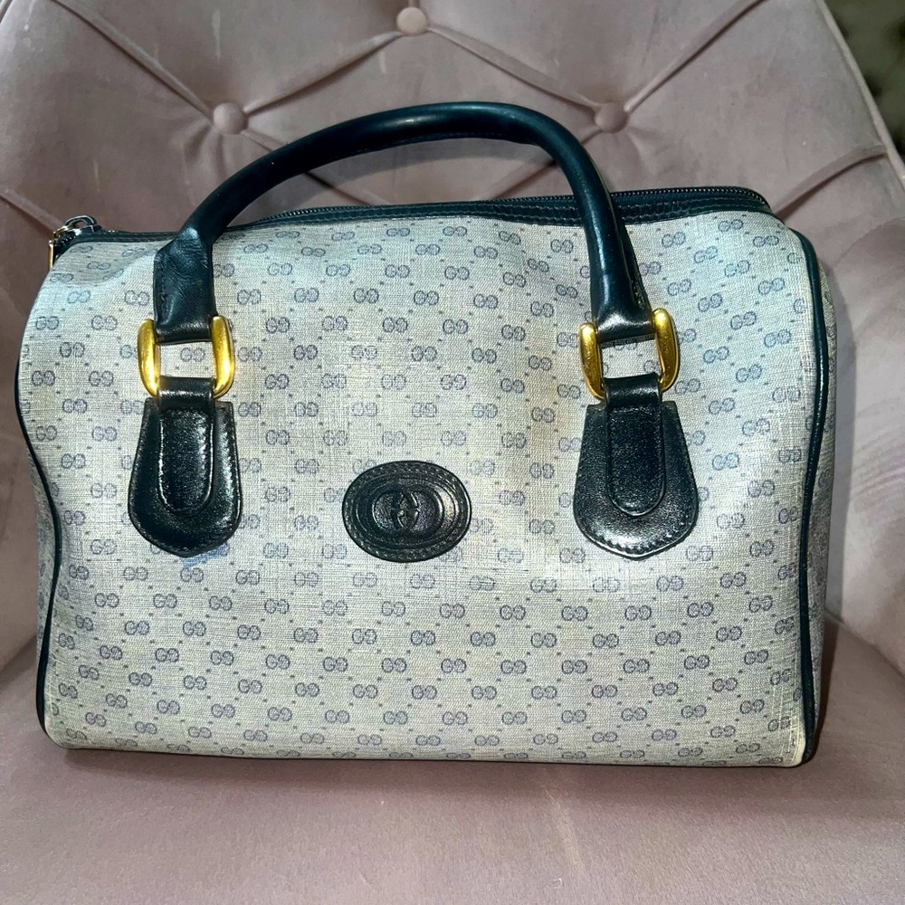 GUCCI Boston Vintage Bag - dark blue/gray Hard to find. One of a kind. VINTAGE.